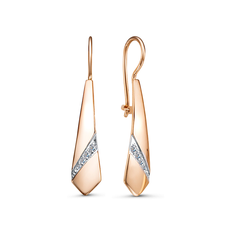 Серьги из желтого золота с фианитами Ювелирное изделие - Серьги из желтого золота с фианитами в магазине Best-Gold 126574