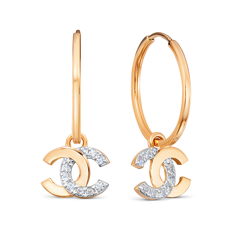Ювелирное изделие - Серьги из красного золота с фианитами в магазине Best-Gold 029885