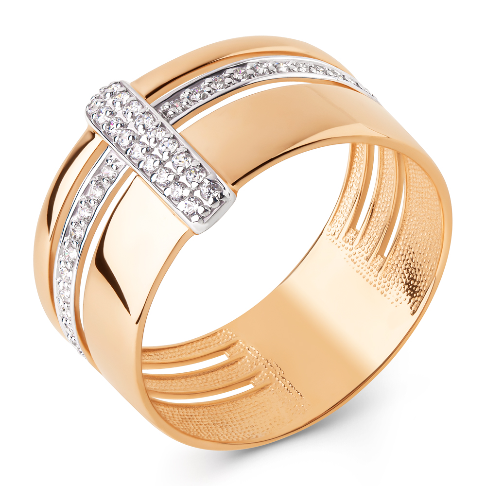 Кольцо из желтого золота с фианитами Ювелирное изделие - Кольцо из желтого золота с фианитами в магазине Best-Gold 145402