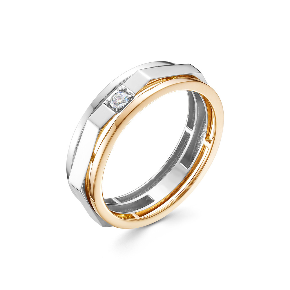 Ювелирное изделие - Обручальное кольцо из комбинированного золота с бриллиантом в магазине Best-Gold 030229