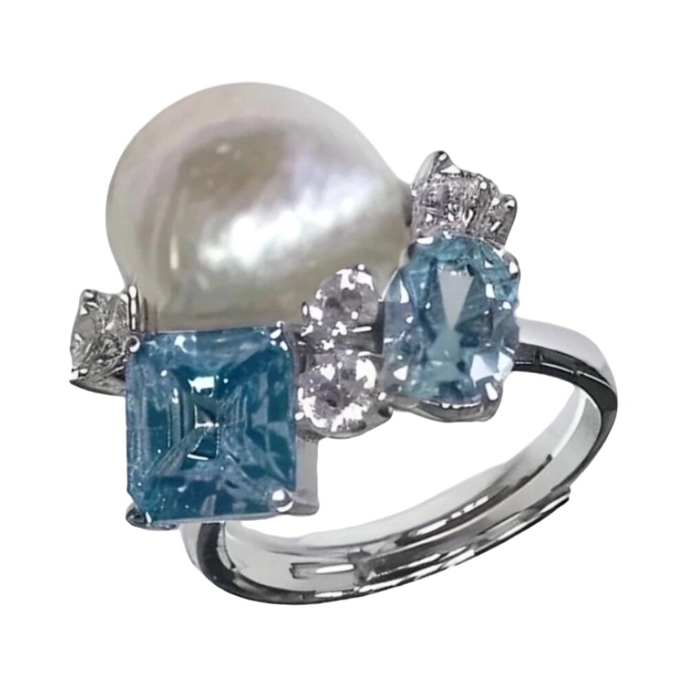 Кольцо из серебра со жемчугом и цирконами Ювелирное изделие - Кольцо из серебра со жемчугом и цирконами в магазине Best-Gold 150901