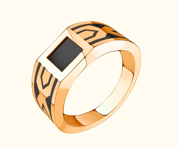 Мужская печатка в красном золоте с ониксом Ювелирное изделие - Мужская печатка в красном золоте с ониксом в магазине Best-Gold 126845