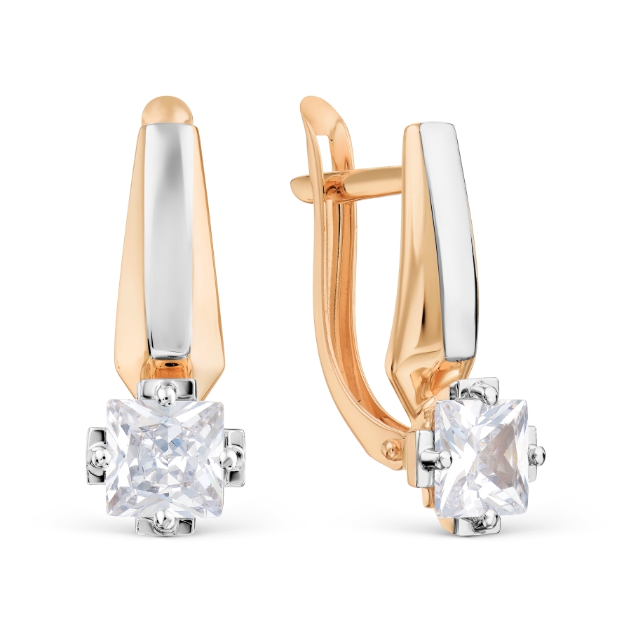 Серьги из красного золота с фианитами Ювелирное изделие - Серьги из красного золота с фианитами в магазине Best-Gold 088401