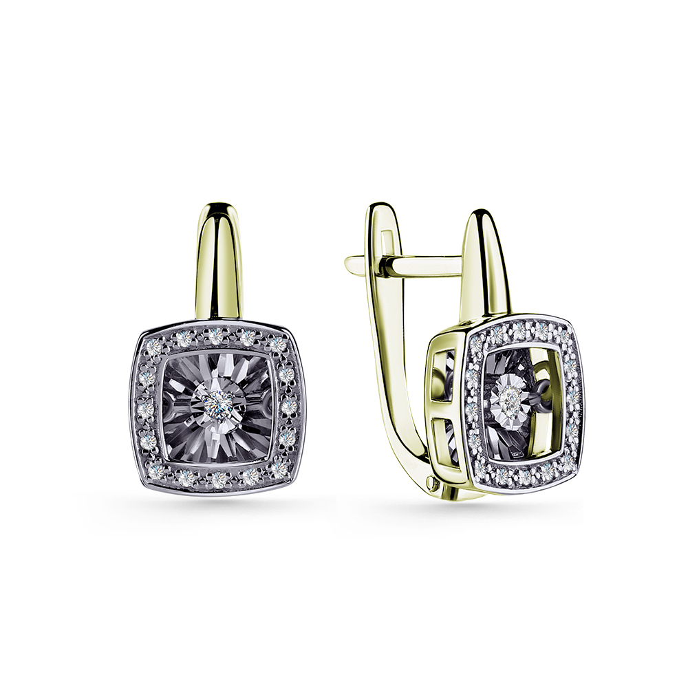 Серьги из желтого золота с бриллиантам Ювелирное изделие - Серьги из желтого золота с бриллиантам в магазине Best-Gold 139914