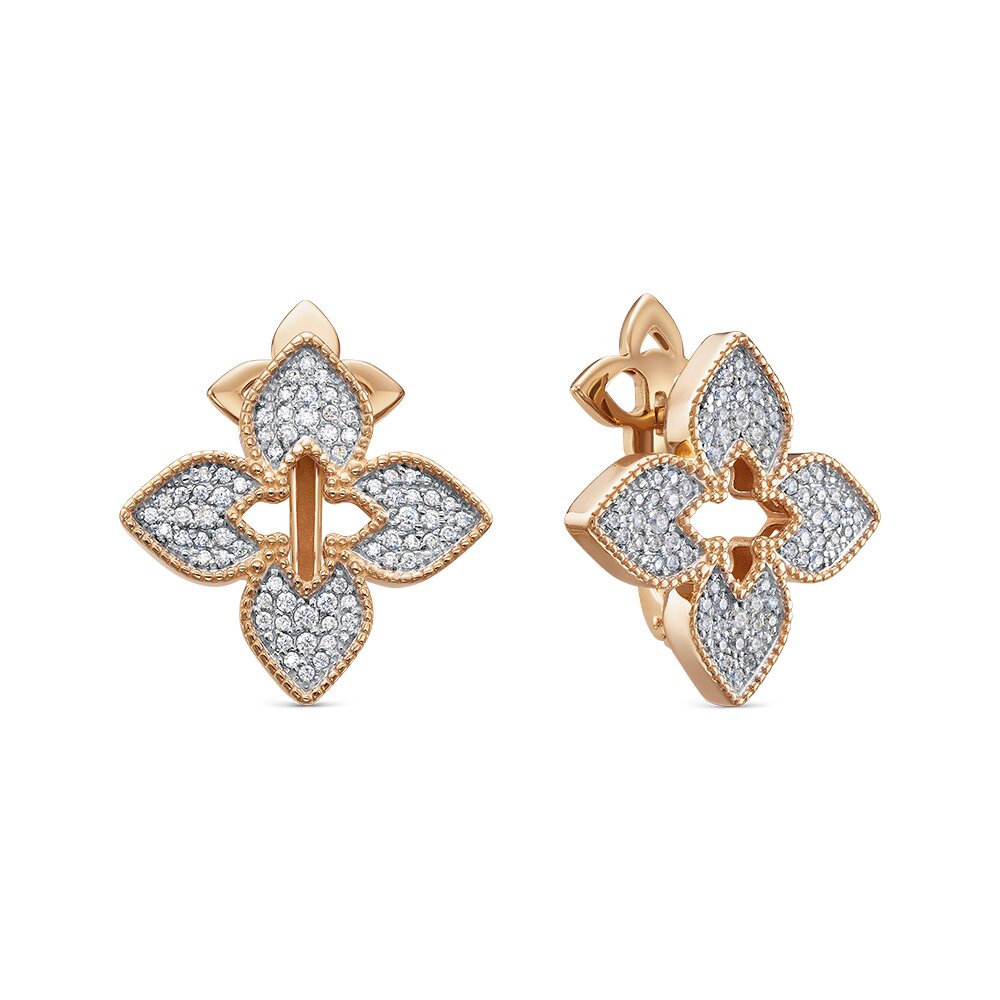 Ювелирное изделие - Серьги из красного золота с фианитами в магазине Best-Gold 130963