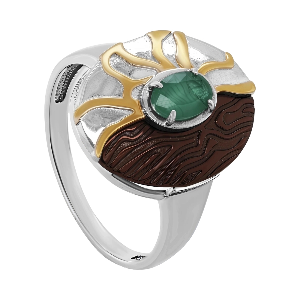 Ювелирное изделие - Кольцо из серебра с изумрудом в магазине Best-Gold 132507