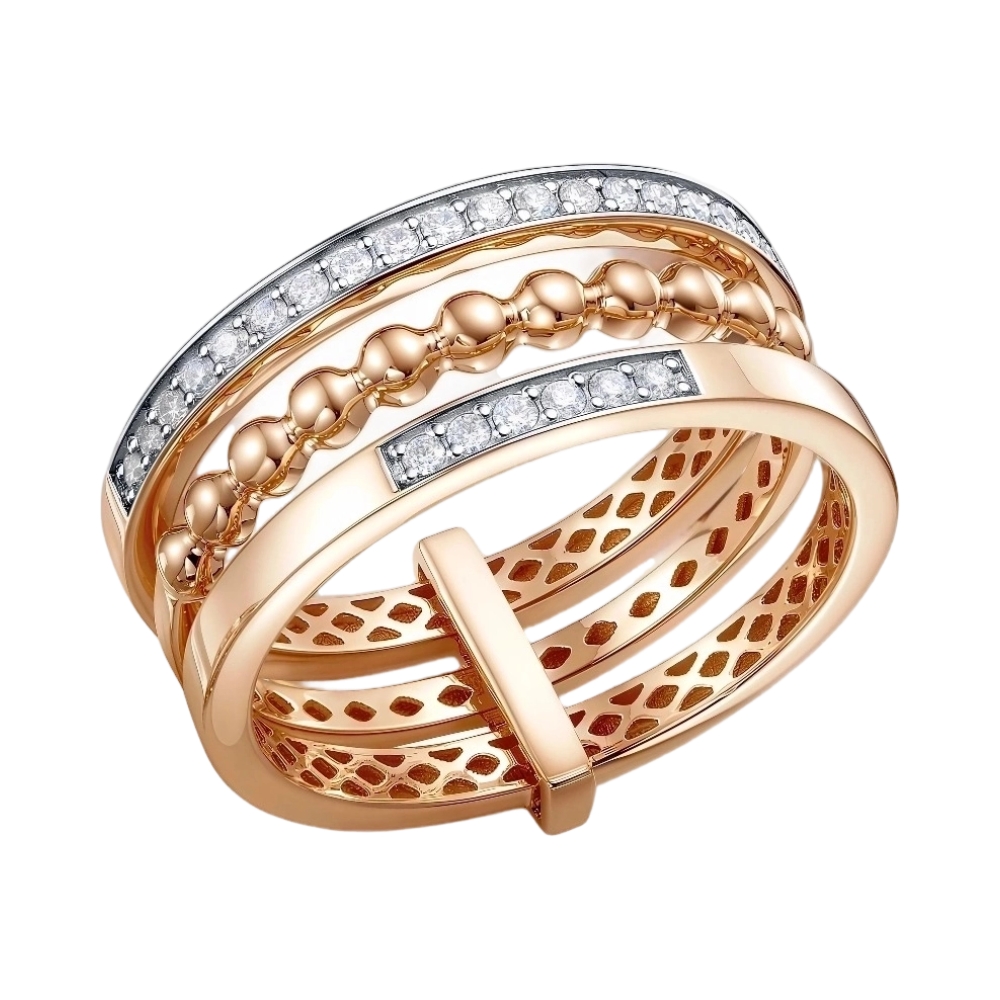 Ювелирное изделие - Кольцо из красного золота с фианитами в магазине Best-Gold 156871