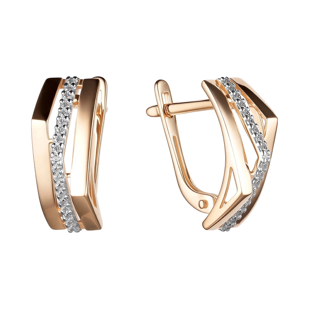 Ювелирное изделие - Серьги из красного золота с фианитами в магазине Best-Gold 143658