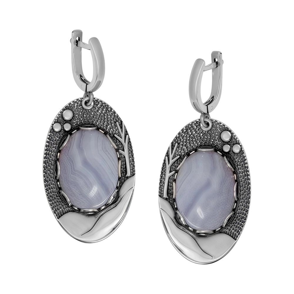 Серьги из серебра с чароитом Ювелирное изделие - Серьги из серебра с чароитом в магазине Best-Gold 153123