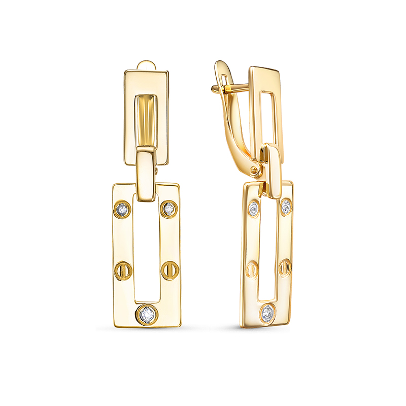 Серьги из жёлтого золота с фианитами Ювелирное изделие - Серьги из жёлтого золота с фианитами в магазине Best-Gold 028643