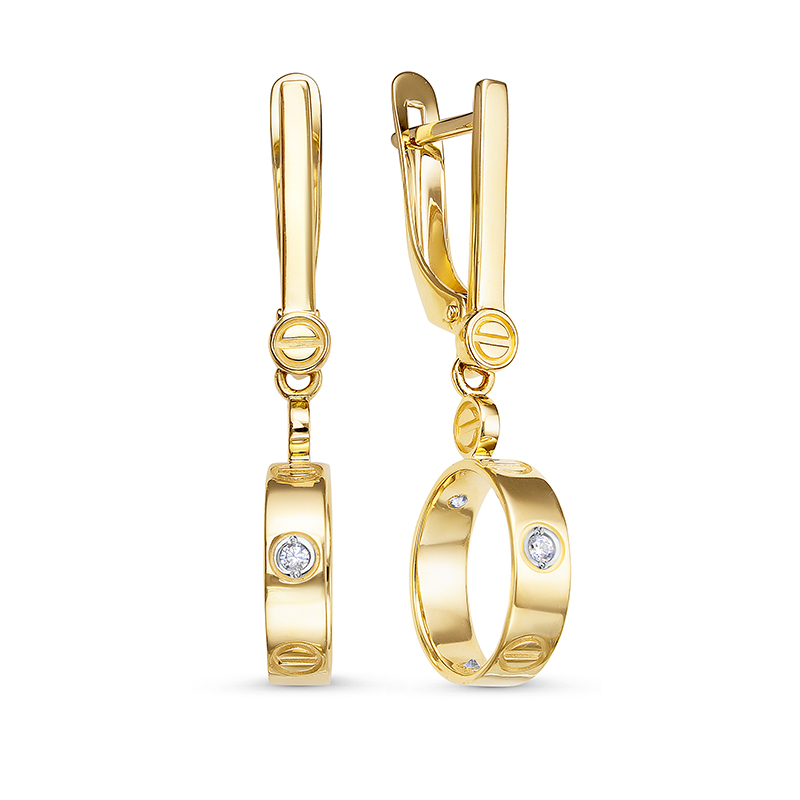 Ювелирное изделие - Серьги из жёлтого золота с фианитами в магазине Best-Gold 124974