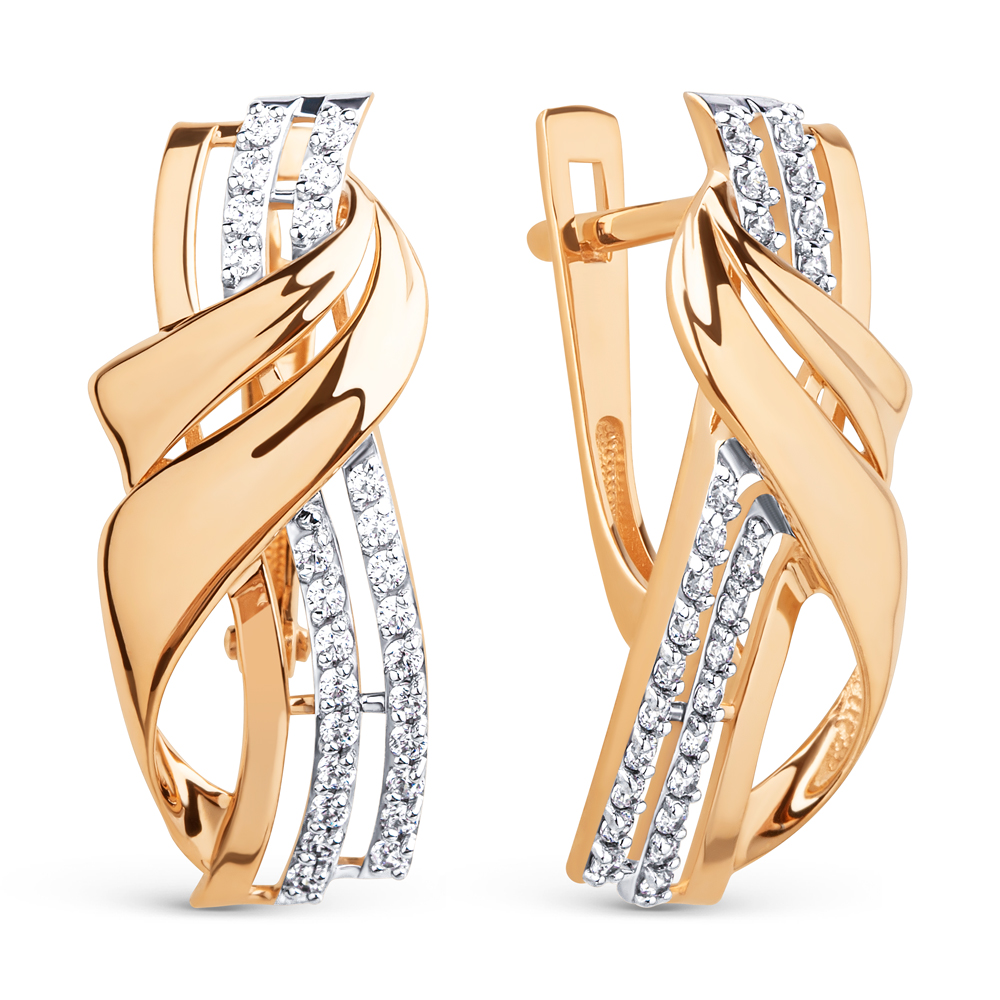 Серьги из красного золота с фианитами Ювелирное изделие - Серьги из красного золота с фианитами в магазине Best-Gold 122905