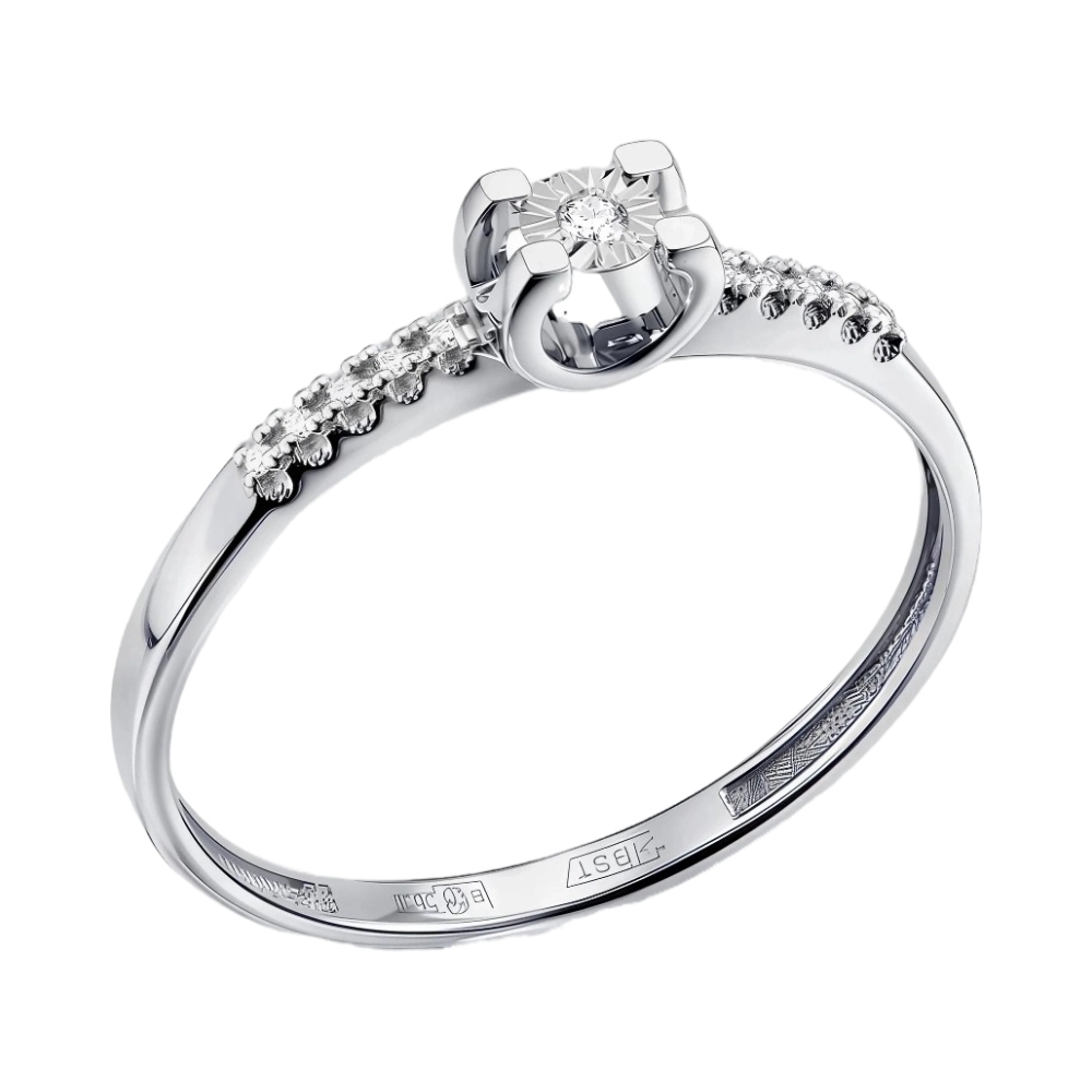 Ювелирное изделие - Кольцо помолвочное из белого золота с бриллиантами в магазине Best-Gold 040515