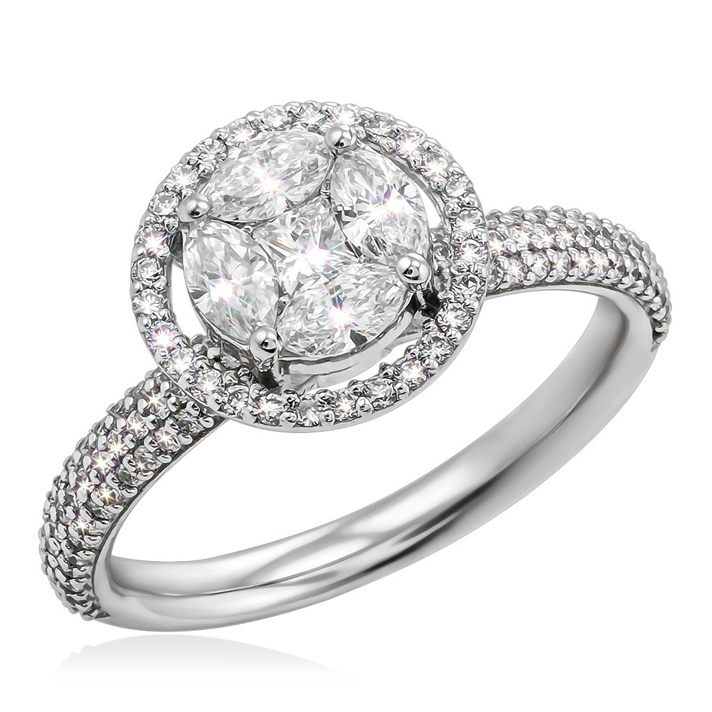 Ювелирное изделие - Кольцо из белого золота с бриллиантами в магазине Best-Gold 033709