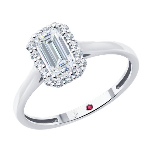 Кольцо из белого золота с бриллиантами и рубином