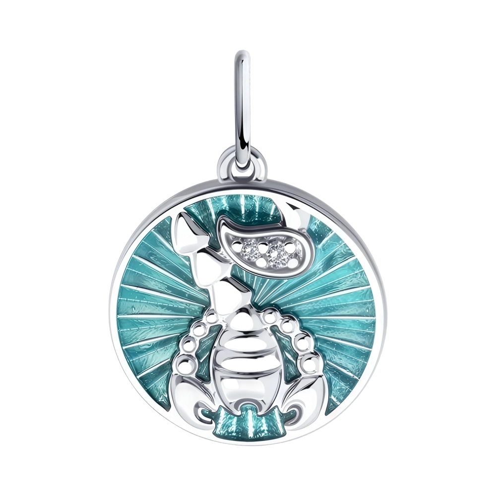 Подвеска из серебра с фианитами и эмалью Ювелирное изделие - Подвеска из серебра с фианитами и эмалью в магазине Best-Gold 152866