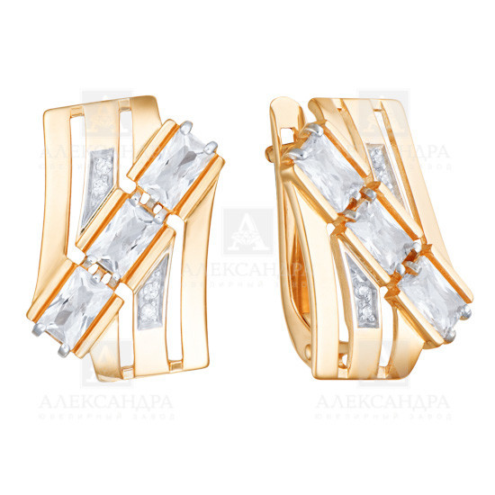 Ювелирное изделие - Серьги из красного золота с фианитами в магазине Best-Gold 034690