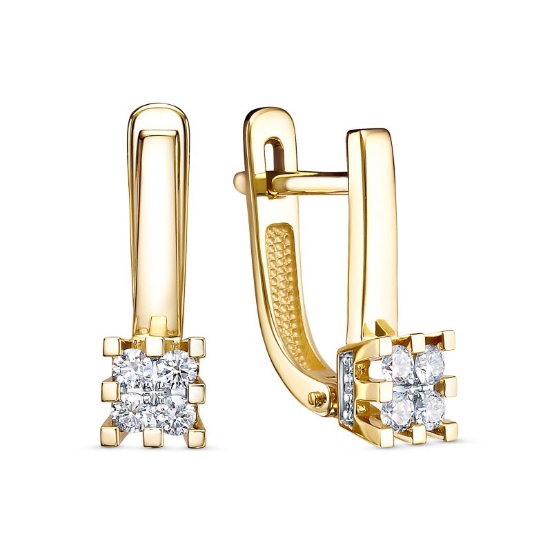 Серьги в желтом золоте с бриллиантами Ювелирное изделие - Серьги в желтом золоте с бриллиантами в магазине Best-Gold 132331