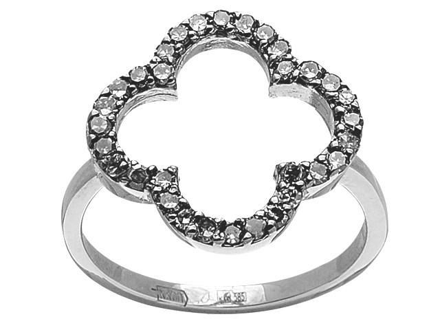 Ювелирное изделие - Кольцо из белого золота с чёрными бриллиантами в магазине Best-Gold 045701