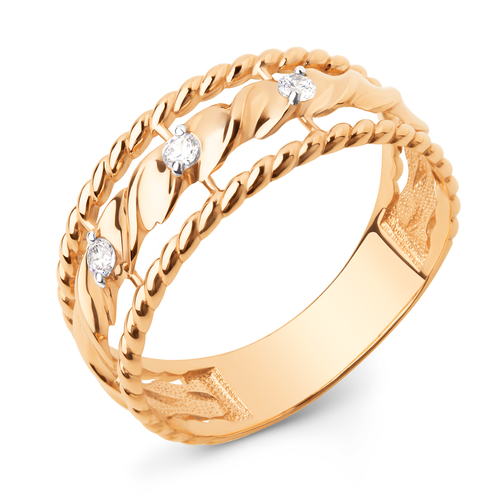 Кольцо из красного золота с фианитами Ювелирное изделие - Кольцо из красного золота с фианитами в магазине Best-Gold 145411