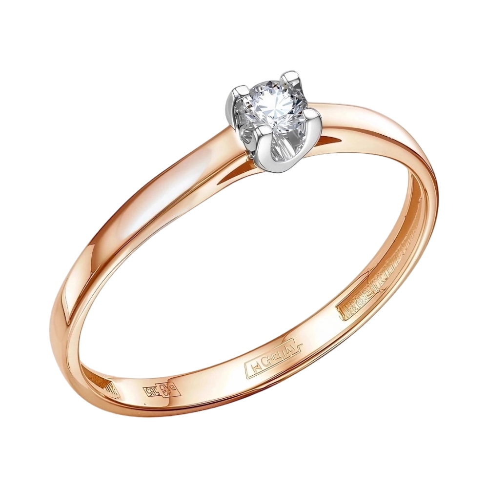 Ювелирное изделие - Кольцо помолвочное из красного золота с бриллиантом в магазине Best-Gold 028480