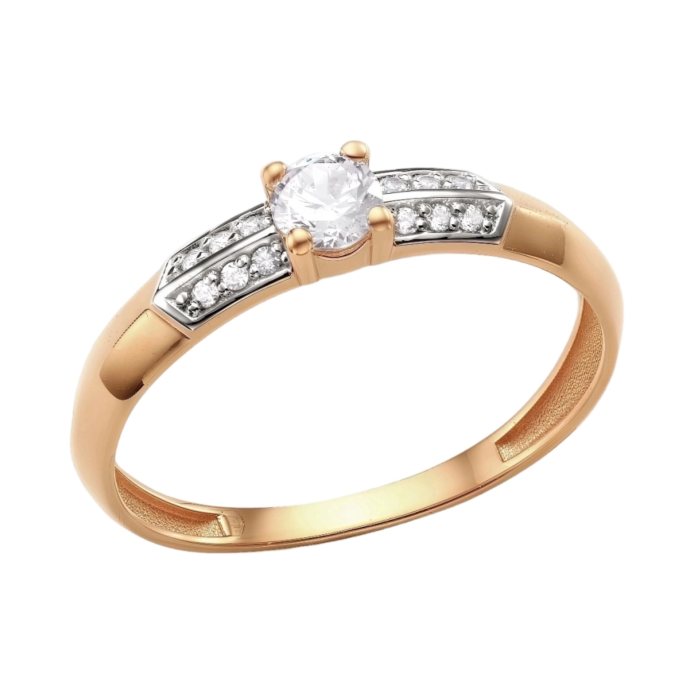 Кольцо из красного золота с фианитами Ювелирное изделие - Кольцо из красного золота с фианитами в магазине Best-Gold 129601