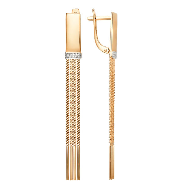 Серьги из красного золота с фианитами Ювелирное изделие - Серьги из красного золота с фианитами в магазине Best-Gold 145646