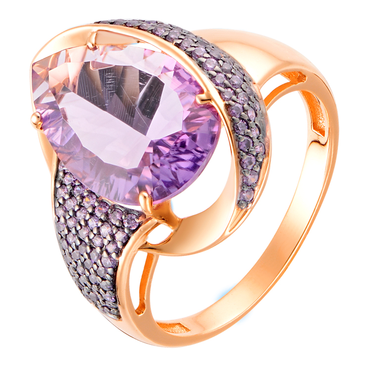 Ювелирное изделие - Кольцо из красного золота с  аметрином и фианитами в магазине Best-Gold 147463