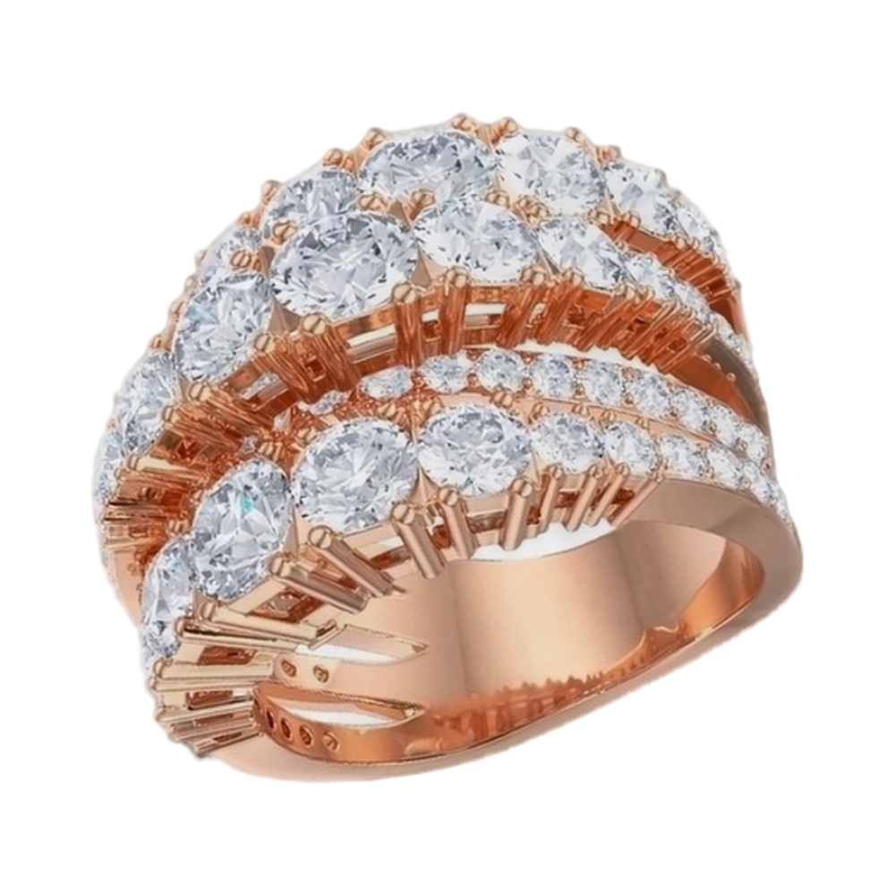 Кольцо из красного золота с фианитами