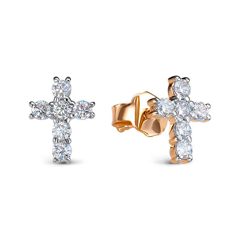 Серьги из красного золота с фианитами Ювелирное изделие - Серьги из красного золота с фианитами в магазине Best-Gold 124861