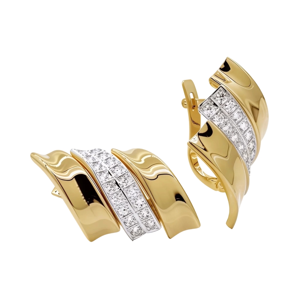 Серьги из красного золота с фианитами Ювелирное изделие - Серьги из красного золота с фианитами в магазине Best-Gold 156035