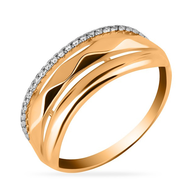 Ювелирное изделие - Кольцо из красного золота с фианитами в магазине Best-Gold 122409