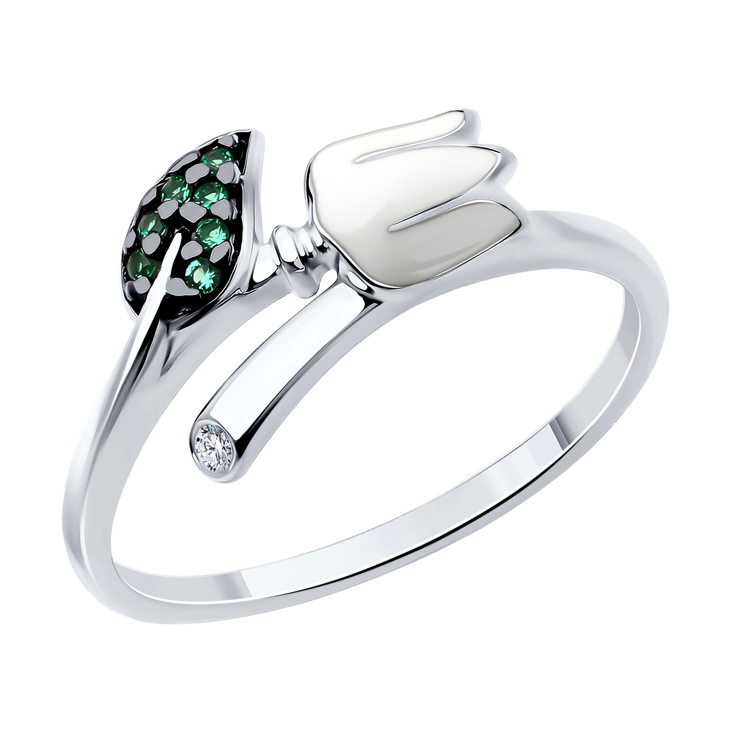 Кольцо из серебра с фианитами и эмалью Ювелирное изделие - Кольцо из серебра с фианитами и эмалью в магазине Best-Gold 140688