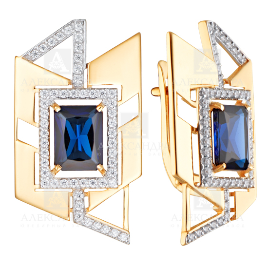 Ювелирное изделие - Серьги из красного золота с турмалином и фианитами в магазине Best-Gold 152275