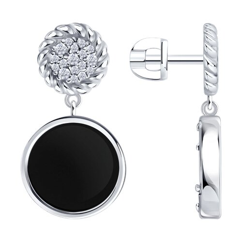 Серьги из серебра с агатом и фианитами Ювелирное изделие - Серьги из серебра с агатом и фианитами в магазине Best-Gold 152901