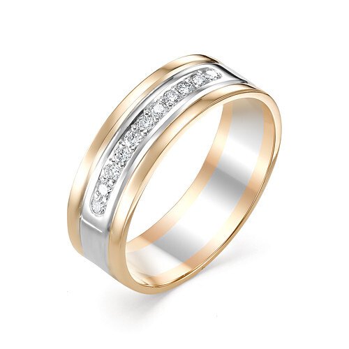 Обручальное кольцо из комбинированного золота с бриллиантами Ювелирное изделие - Обручальное кольцо из комбинированного золота с бриллиантами в магазине Best-Gold 075854