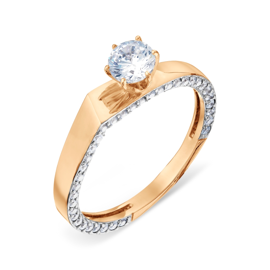 Кольцо из красного золота с фианитами Ювелирное изделие - Кольцо из красного золота с фианитами в магазине Best-Gold 086198