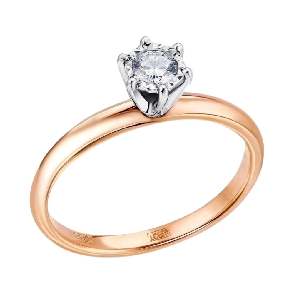 Кольцо помолвочное из красного золота с бриллиантом Ювелирное изделие - Кольцо помолвочное из красного золота с бриллиантом в магазине Best-Gold 099620