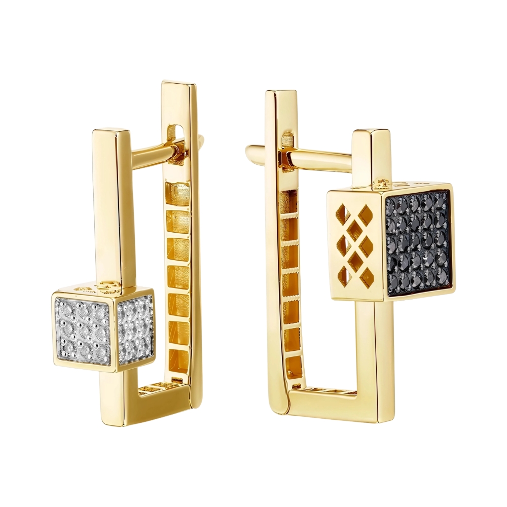 Ювелирное изделие - Серьги из желтого золота с бриллиантами в магазине Best-Gold 157340