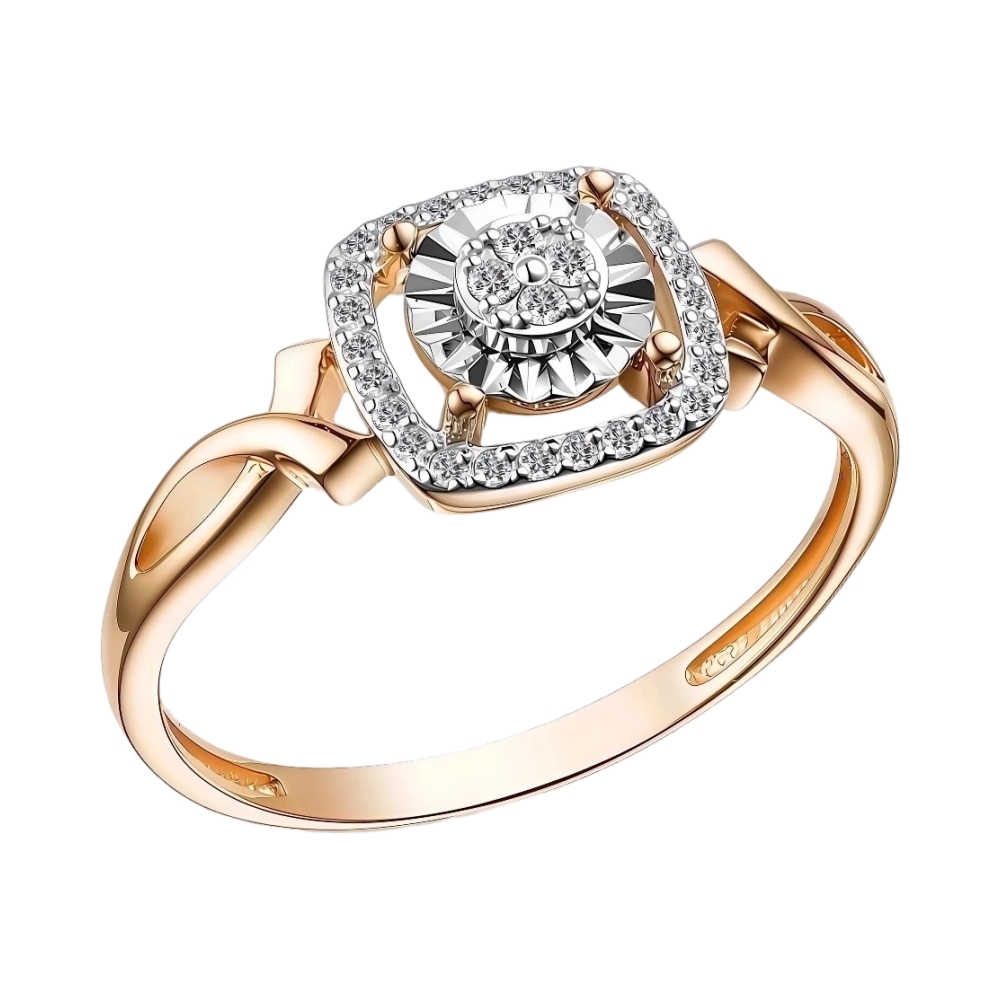 Ювелирное изделие - Кольцо  из красного золота с бриллиантами в магазине Best-Gold 154351