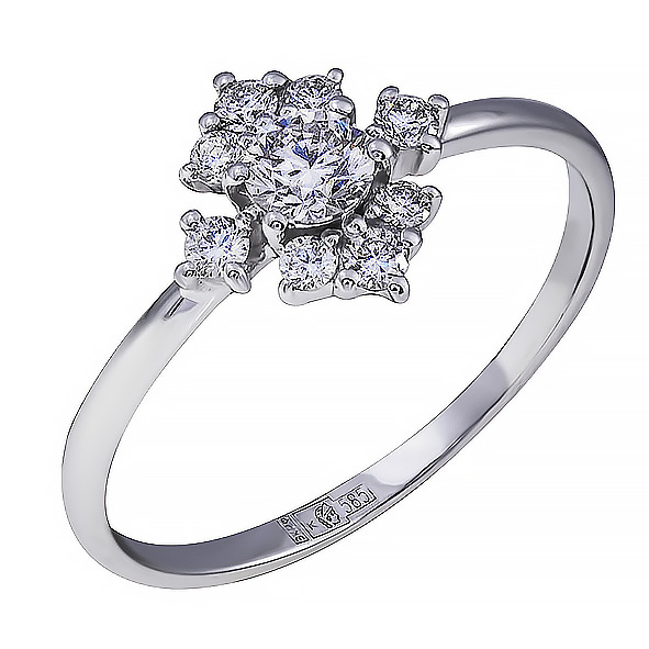 Ювелирное изделие - Кольцо из белого золота с бриллиантами в магазине Best-Gold 153658