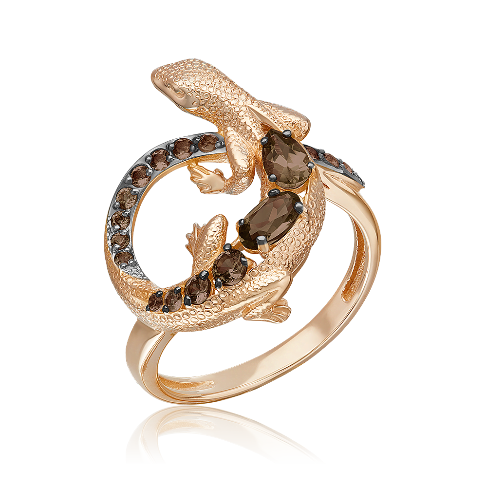 Кольцо в красном золоте с дымчатым кварцем Ювелирное изделие - Кольцо в красном золоте с дымчатым кварцем в магазине Best-Gold 134055