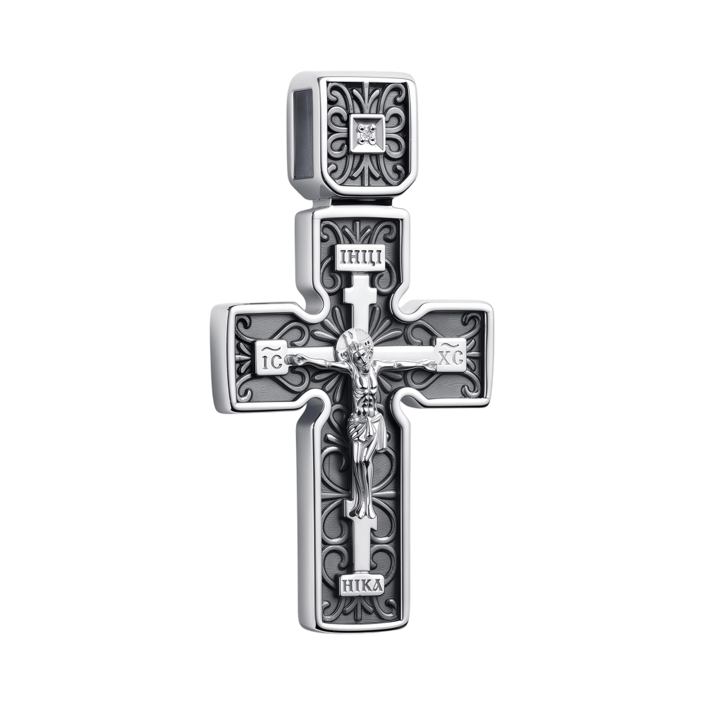 Ювелирное изделие - Крест из серебра с бриллиантом в магазине Best-Gold 146665