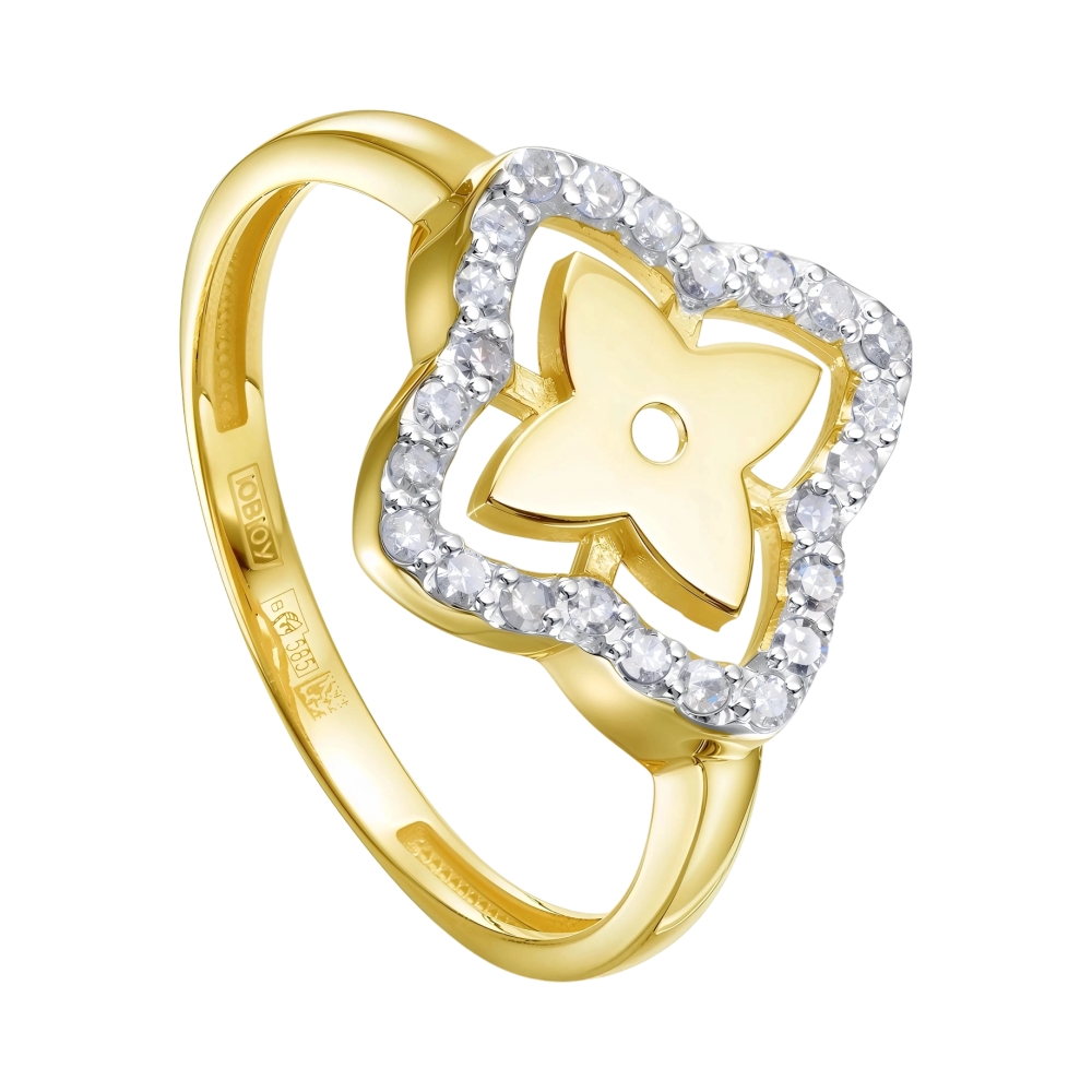 Кольцо из желтого золота с бриллиантами Ювелирное изделие - Кольцо из желтого золота с бриллиантами в магазине Best-Gold 150746