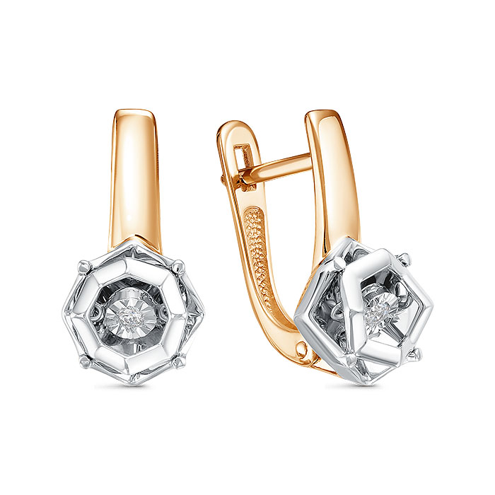 Серьги из красного золота с бриллиантами Ювелирное изделие - Серьги из красного золота с бриллиантами в магазине Best-Gold 155442