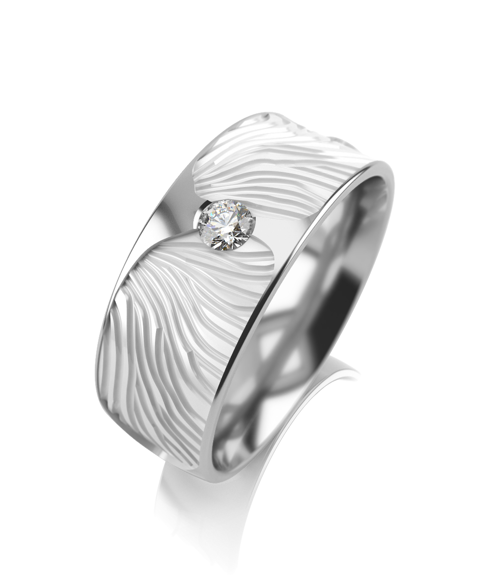 Ювелирное изделие - Обручальное кольцо в серебре с фианитом в магазине Best-Gold 134584