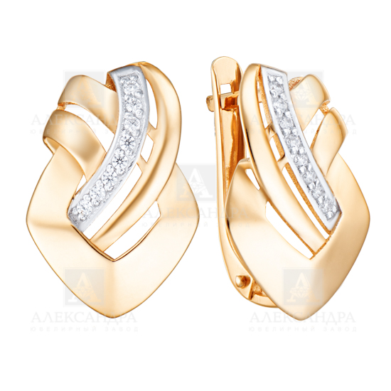 Ювелирное изделие - Серьги из красного золота с фианитами в магазине Best-Gold 132062