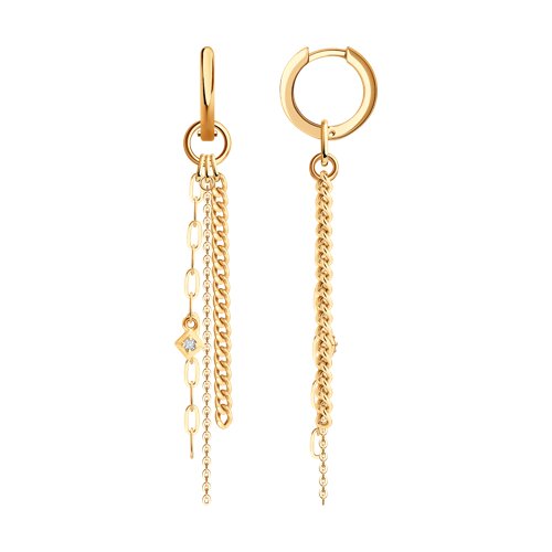 Ювелирное изделие - Серьги из красного золота с фианитами в магазине Best-Gold 152311