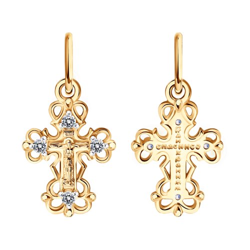 Крест из красного золота с фианитами Ювелирное изделие - Крест из красного золота с фианитами в магазине Best-Gold 098799