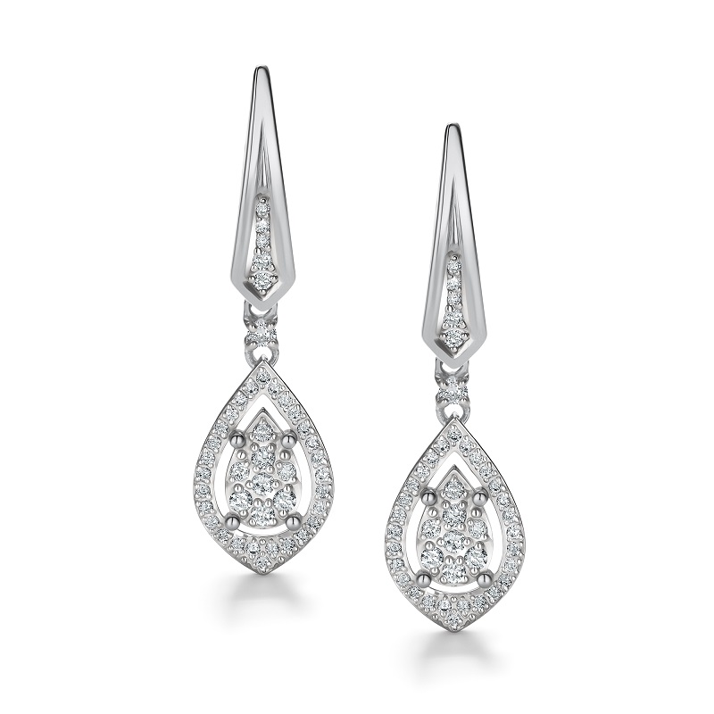 Ювелирное изделие - Серьги из белого золота с брилиантами в магазине Best-Gold 154394